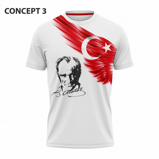  Atatürk Türk Bayrağı Baskılı beyaz T-shirt concept -3