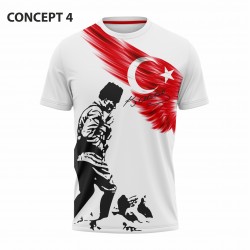  Atatürk Türk Bayrağı Baskılı beyaz T-shirt concept -4