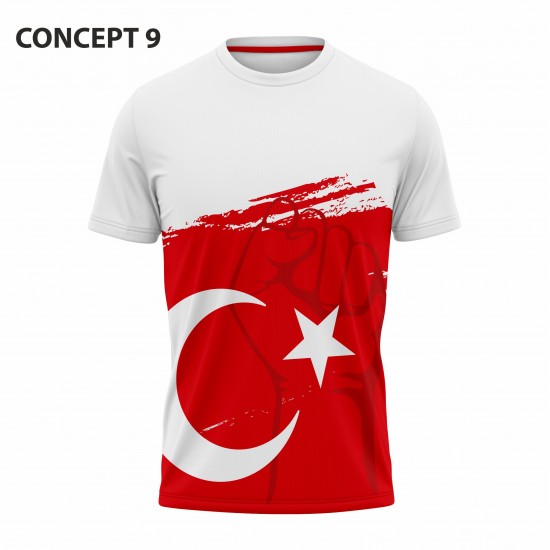  Türk Bayrağı Baskılı beyaz T-shirt concept - 9